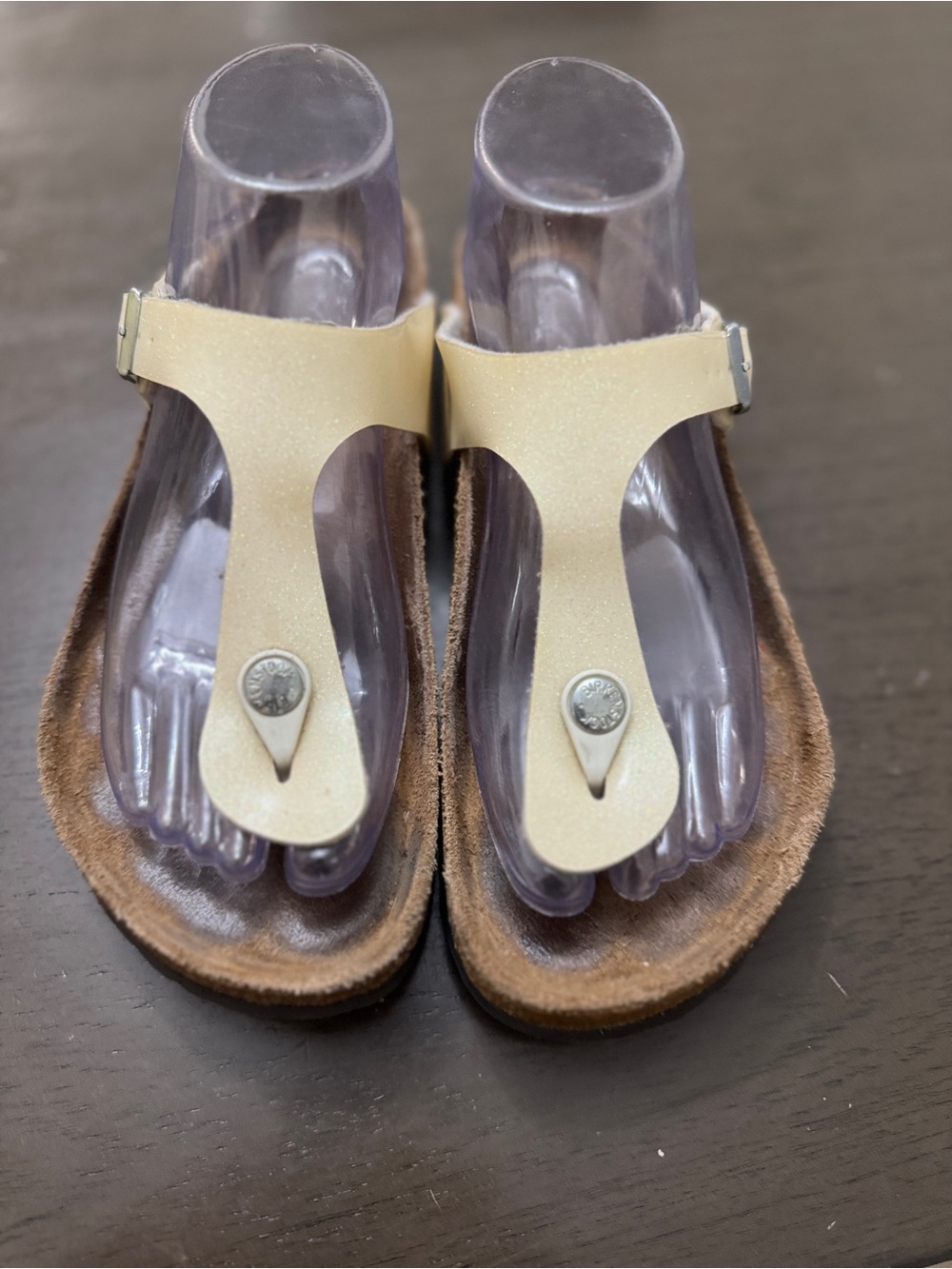 Birkenstock Metallic Champagne Gizeh Thong Sandals size 38 L7